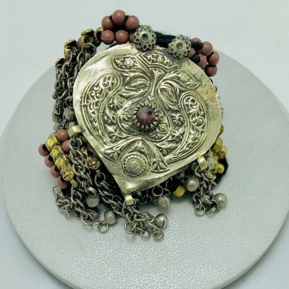 Multilayer Beaded Chain Necklac Handmade Tribal Beaded Necklace With Leaf Shap - Picture 9 of 10